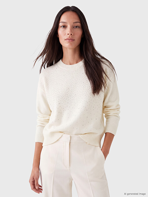 LCW EVERYDAY Taşlı Oversize Kadın Triko Kazak