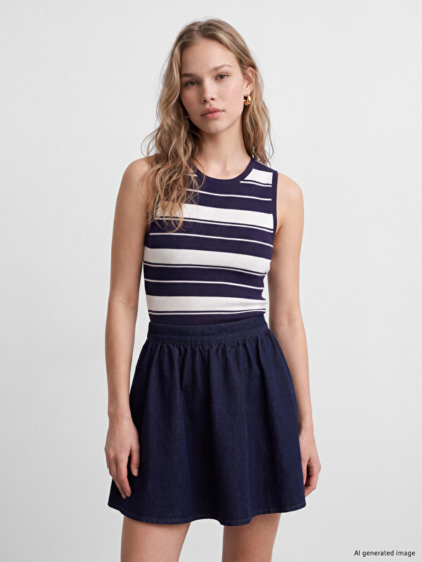 LCW Vision Crew Neck Striped Women's Knitwear Tank Top