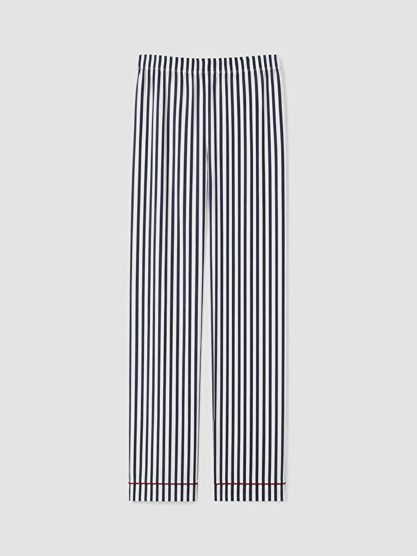 LCW DREAM Beli Lastikli Çizgili Kadın Pijama Alt