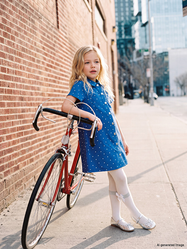 LCW Kids Collared Neck Polka Dot Girls' Dress