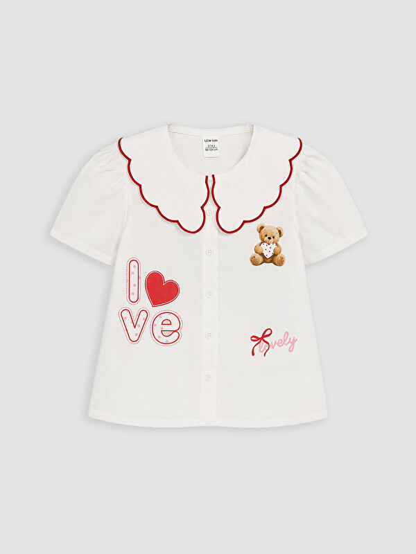 LCW Kids Bebe Yaka Baskılı Kız Çocuk Gömlek