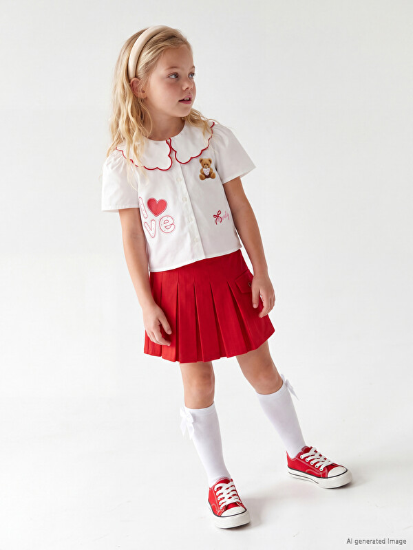 LCW Kids Pleated Girls' Shorts Skirt