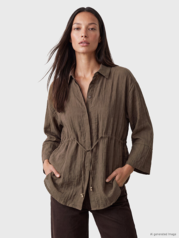 LCW EVERYDAY Beli Bağcıklı Oversize Kadın Gömlek