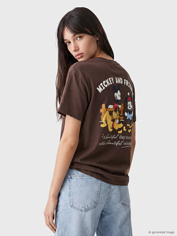 XSIDE Mickey Mouse Printed %100 Cotton Women's T-shirt