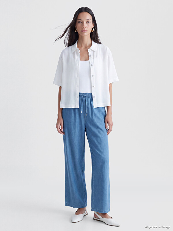 LCW EVERYDAY Elastic Waist Wideleg Jean