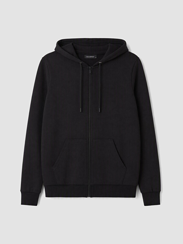 LCW EVERYDAY Woman Black Zip-Up Sweatshirt