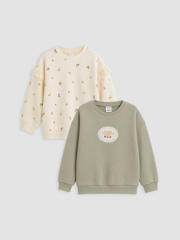 LCW Kids 2'li Çiçekli Kız Çocuk Sweatshirt