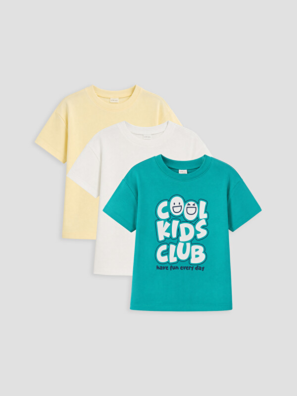 LCW baby T-shirt me jakë të rrumbullakët të stampuar 3 copë për foshnja djem