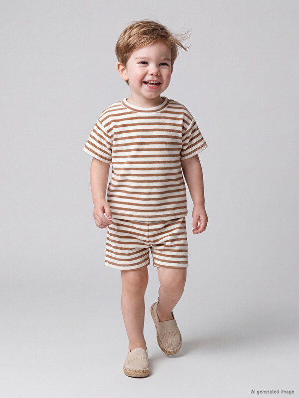 LCW baby Set me pantallona të shkurtra me shirita për foshnja djem