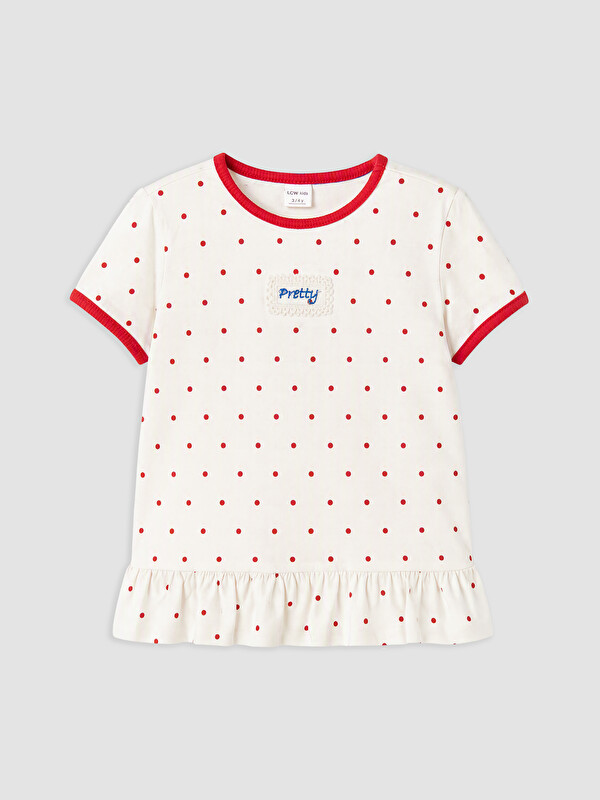 LCW Kids Polka Dot Patterned Ruffled Girls' T-Shirt