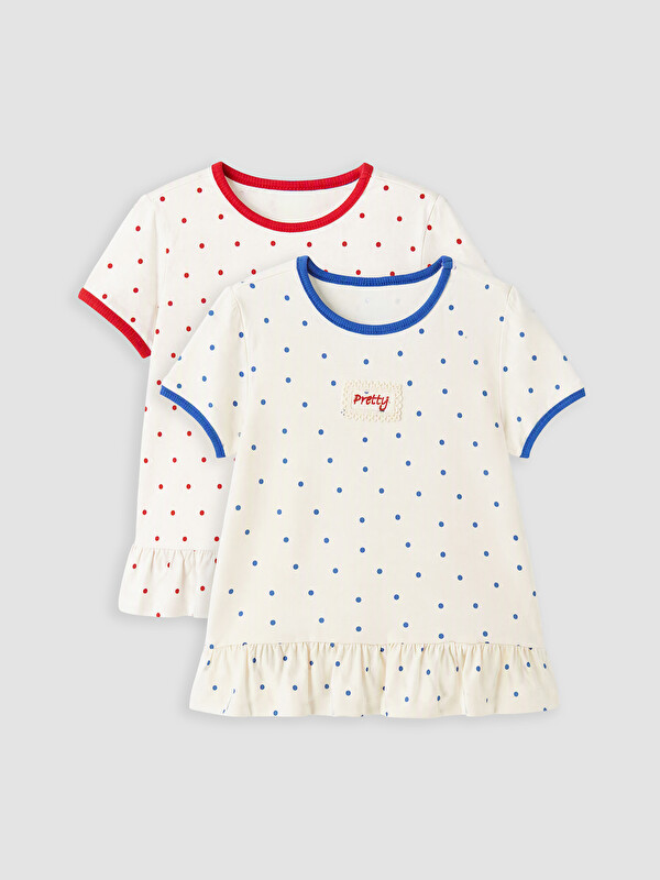 LCW Kids 2 Pack Crew Neck Printed Girls' T-shirt