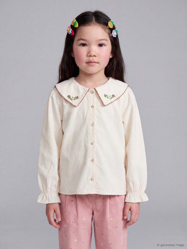 LCW Kids Embroidered Frilled Girls' Shirt