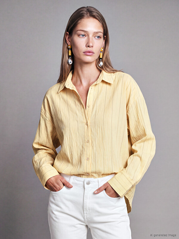 LCW Vision Striped Oversize Modal Blend Women's Shirt