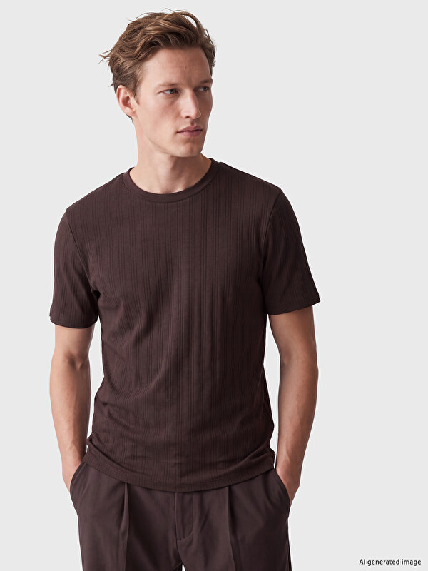 SOUTHBLUE Ribbed Crew Neck Standard Fit Men's T-Shirt
