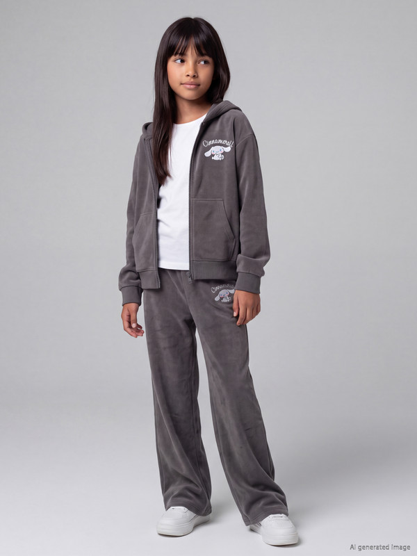 LCW Kids Cinnamoroll Embroidered Girls' Velvet Sweatpants