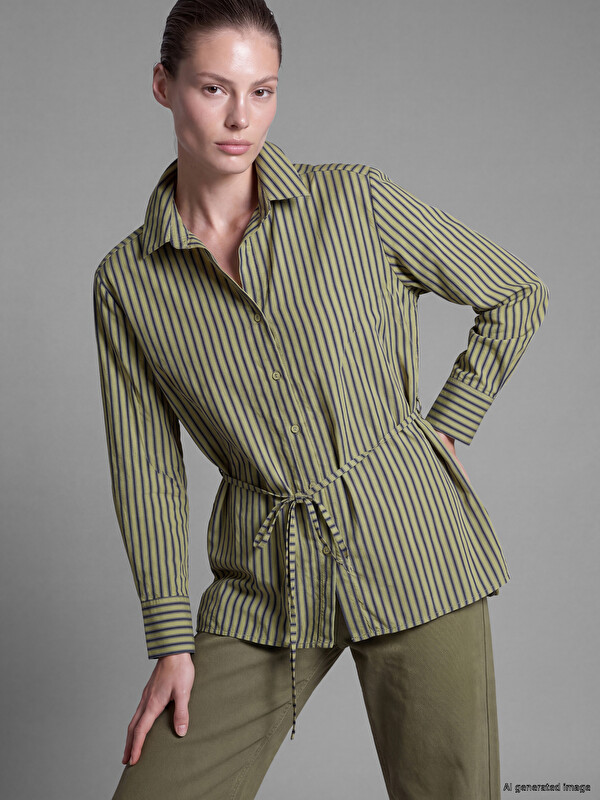 LCW STUDIO Tie-waist Striped Women's Shirt