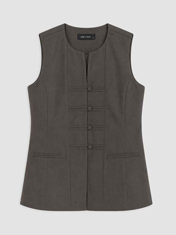 LCW Vision Crew Neck Ornate Buttoned Women's Classic Waistcoat