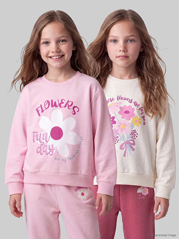 LCW Kids 2 Pack Girls' Thick Sweatshirt