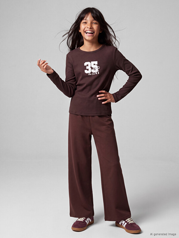 LCW Kids Elastic Waist Girls' Soft Touch Sweatpants