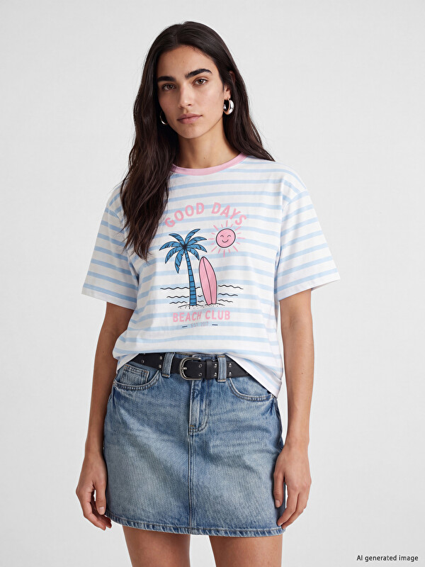 Natuvera Striped 100% Cotton Women's T-Shirt