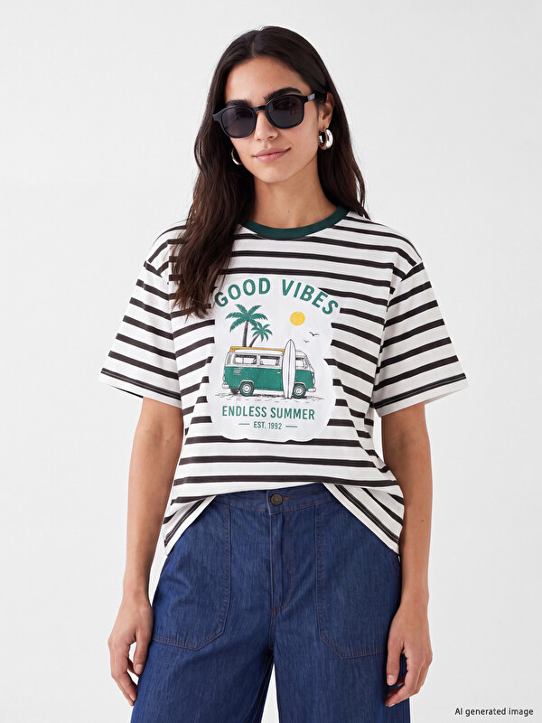 Natuvera Striped 100% Cotton Women's T-Shirt