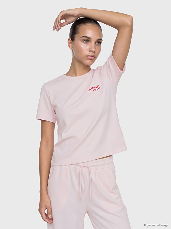 KOOR SPORT Nakışlı Soft Touch Kadın Spor Tişört