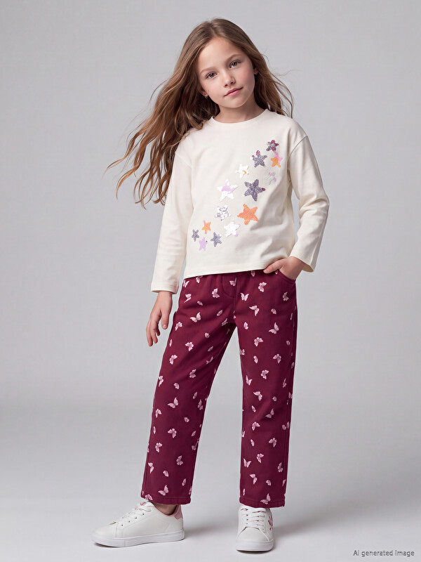 LCW Kids Girls' Fleece Lined Gabardine Trousers