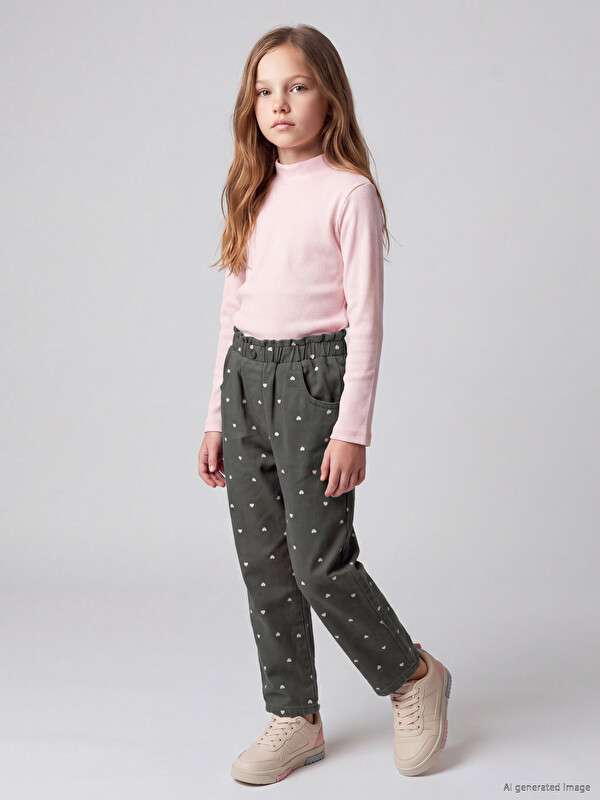 LCW Kids Girls' Fleece Lined Gabardine Trousers