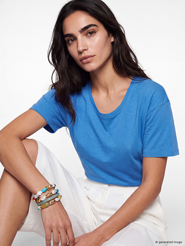 LCW Vision U Neck 100% Cotton Women's T-Shirt