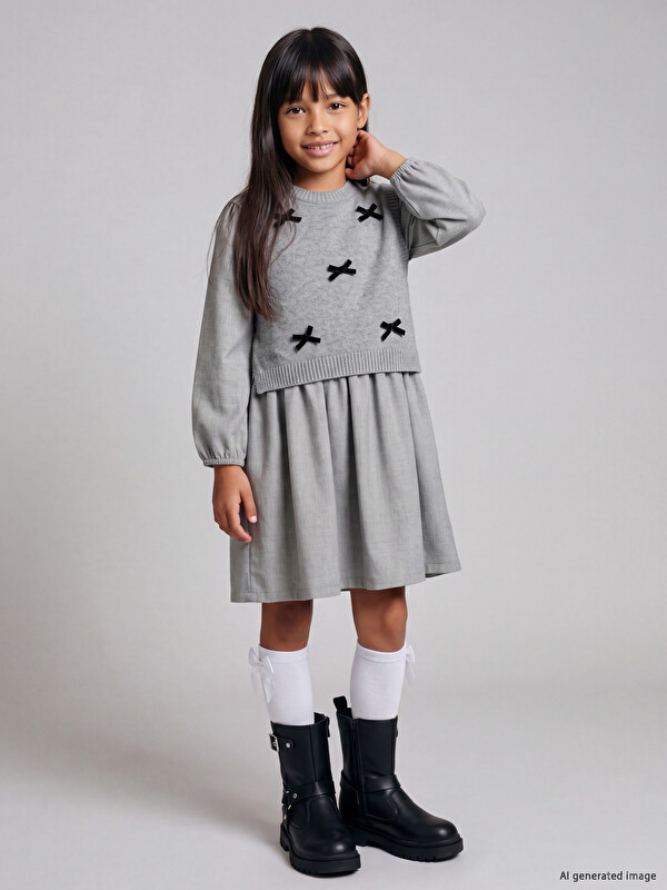 LCW Kids Kız Çocuk Elbise ve Süveter Takım