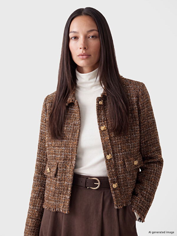LCW STUDIO Plaid Women's Tweed Jacket