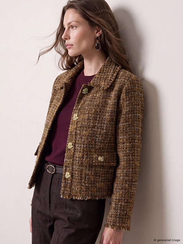 LCW STUDIO Plaid Women's Tweed Jacket