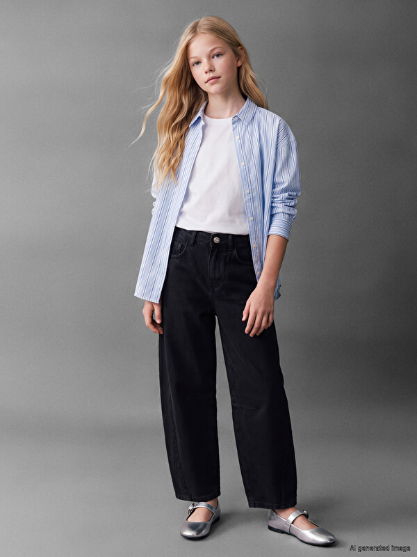 LCW Kids Barrel Fit Kız Çocuk Jean Pantolon