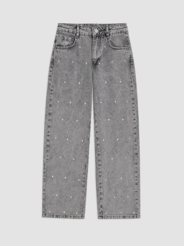 LCW Kids Barrel Fit Puantiyeli Kız Çocuk Jean Pantolon
