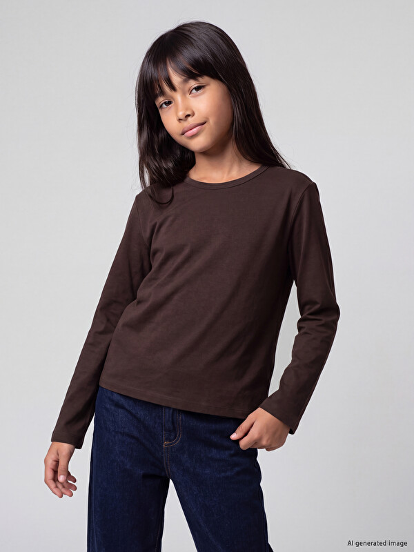 LCW Kids Uzun Kollu Kız Çocuk Tişört