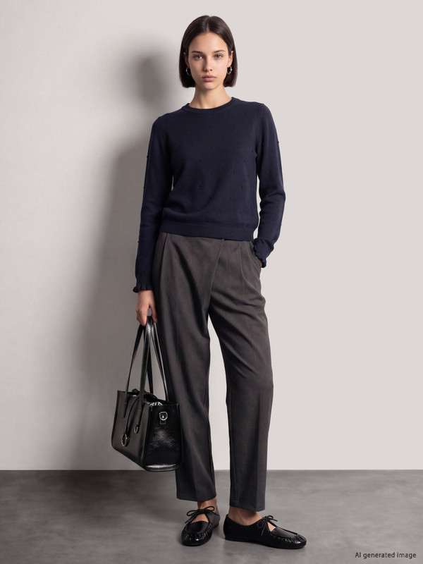 LCW Comfort Crew Neck Embroidered Women's Knitwear Sweater