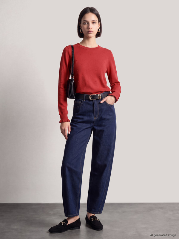 LCW Comfort Crew Neck Embroidered Women's Knitwear Sweater