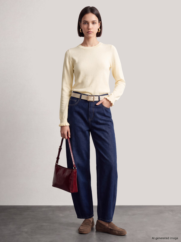 LCW Comfort Crew Neck Embroidered Women's Knitwear Sweater