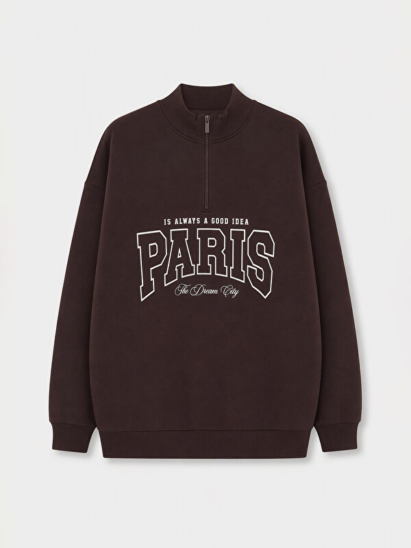 LCW Modest Nakışlı Kadın Kalın Sweatshirt Tunik