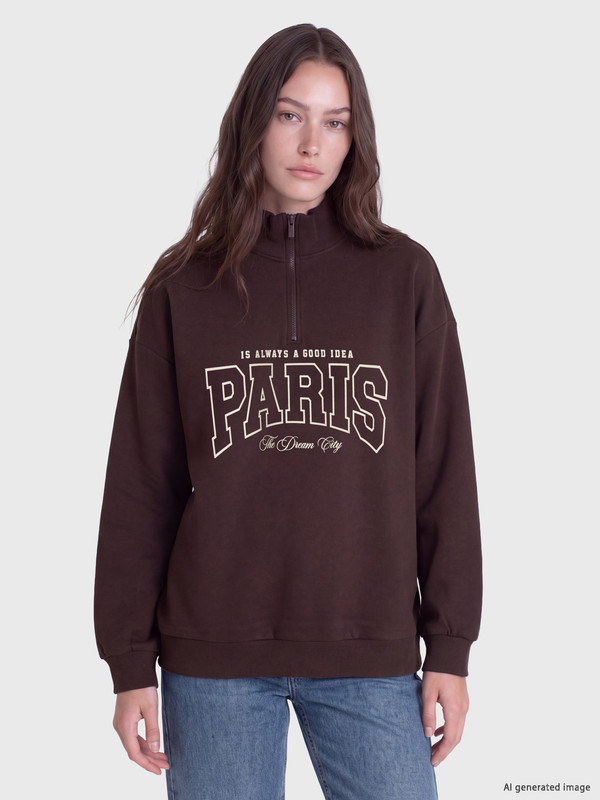 LCW Modest Baskılı Kadın Kalın Sweatshirt Tunik