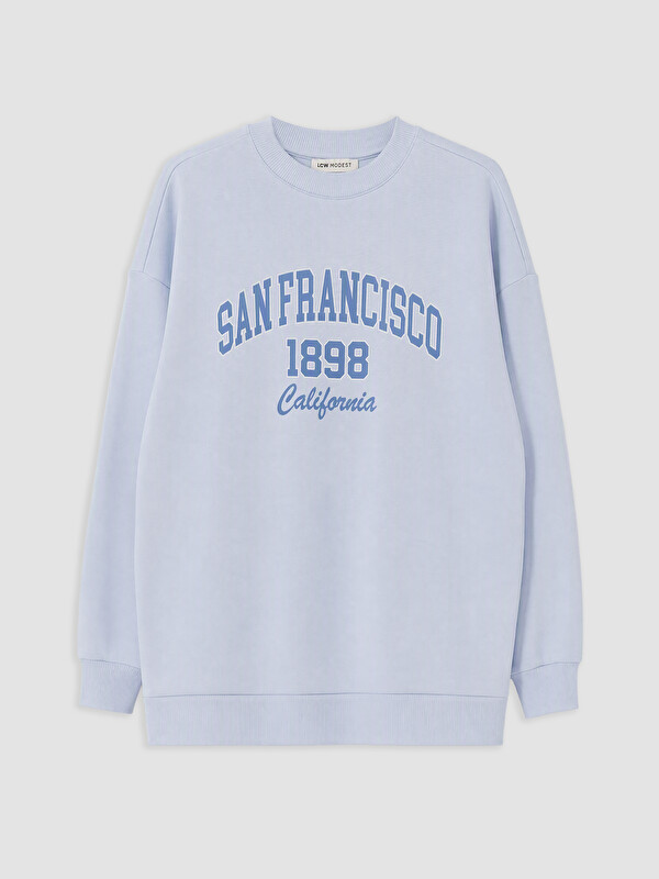 LCW Modest Baskılı Kadın Kalın Sweatshirt Tunik