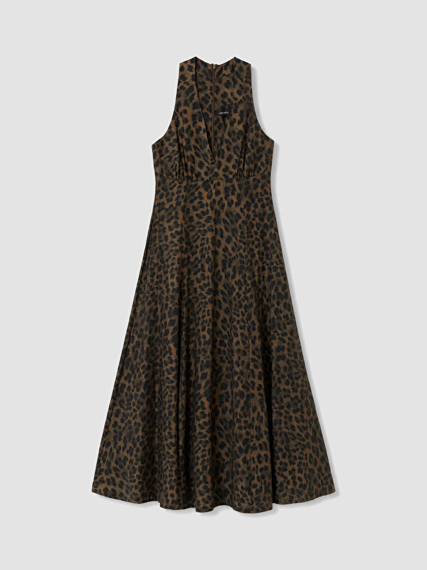 LCW Vision Halter Yaka Leopar Desenli A Kesim Elbise