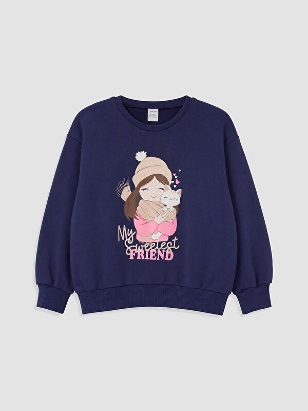 LCW Kids Baskılı Kız Çocuk Kalın Sweatshirt