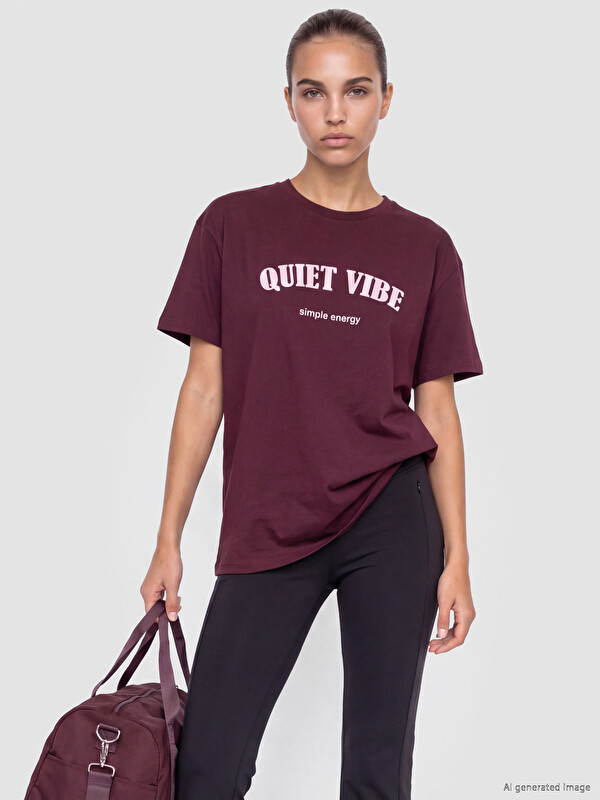KOOR SPORT Oversize %100 Pamuklu Kadın Spor Tişört