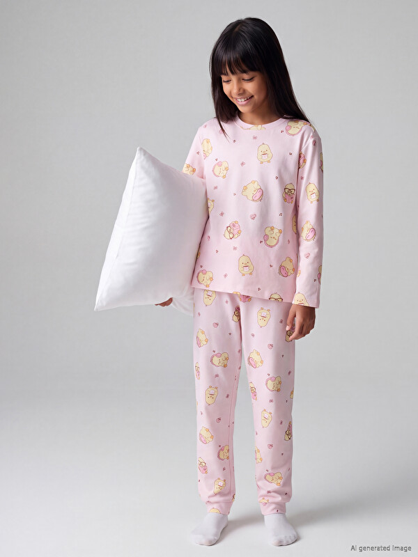 LCW Kids Set de Pijama Imprimat pentru Fete