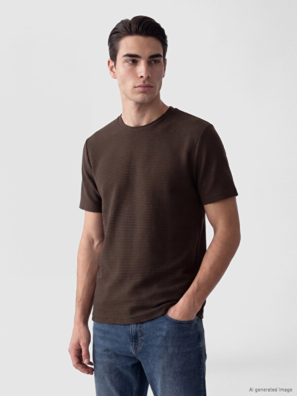 LC WAIKIKI Crew Neck Textured Men's T-Shirt