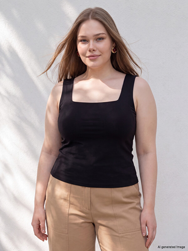 LCW Curve Plus Size Square Neck Women's Tank Top