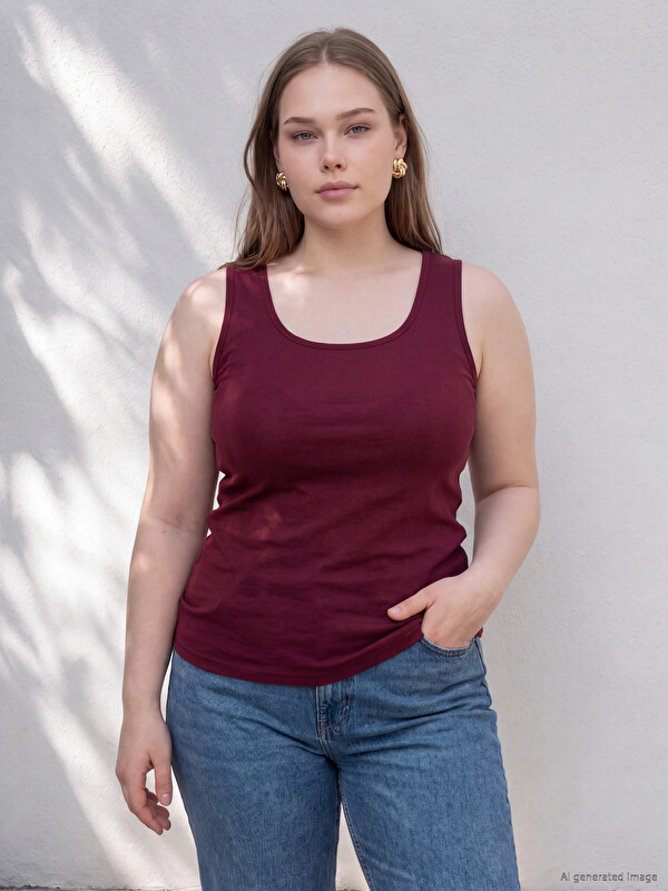 LCWAIKIKI Curve Plus Size U Neck Women's Tank Top