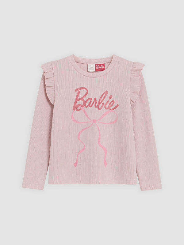 LCW Kids Fırfırlı Barbie Baskılı Kız Çocuk Tişört