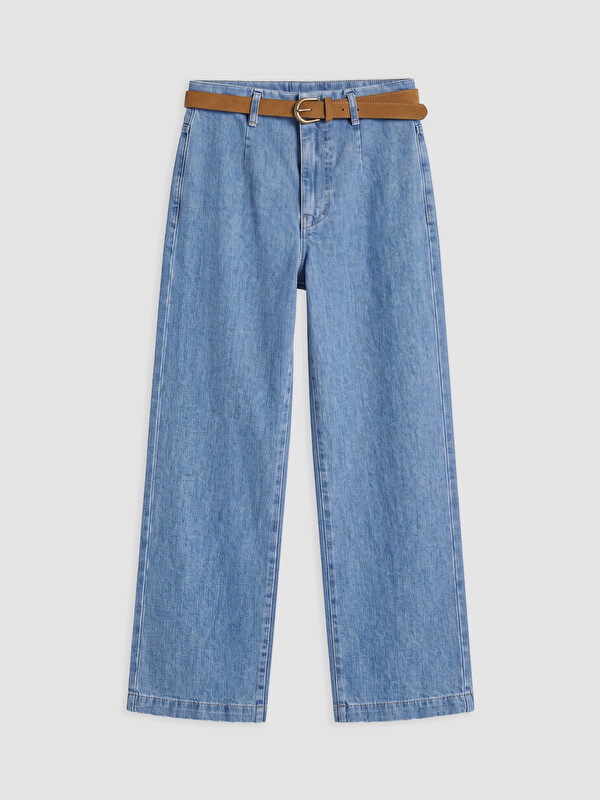 LCW Jeans Beli Kemerli Wideleg Kadın Jean Pantolon